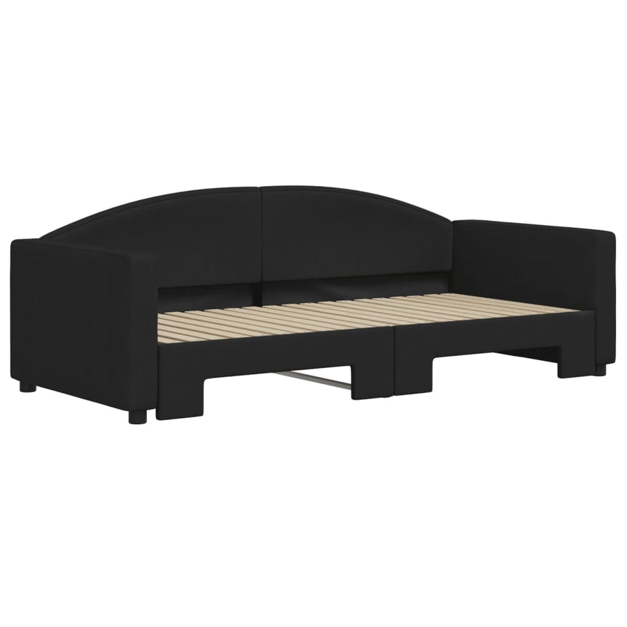 Slaapbank Stof 90 x 190 cm Zwart met onderschuifbed