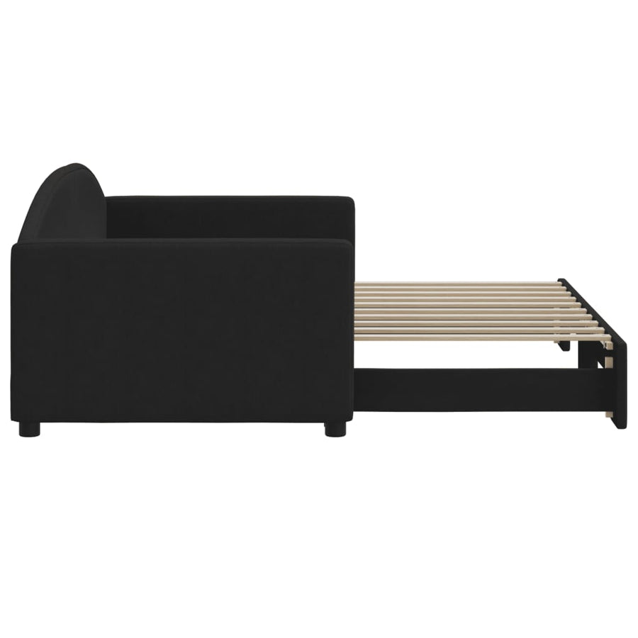 Slaapbank Stof 90 x 190 cm Zwart met onderschuifbed