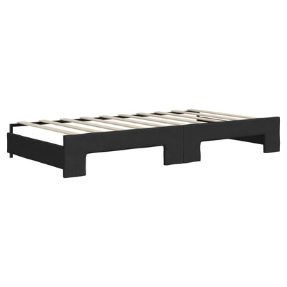 Slaapbank Stof 90 x 190 cm Zwart met onderschuifbed