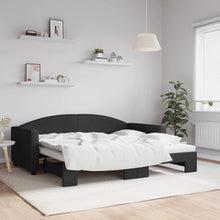 Slaapbank Stof 90 x 190 cm Zwart met onderschuifbed
