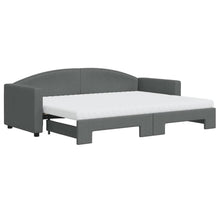 Slaapbank Onderschuifbed Matrassen Stof 80 x 200 cm Donkergrijs met onderschuifbed en matras