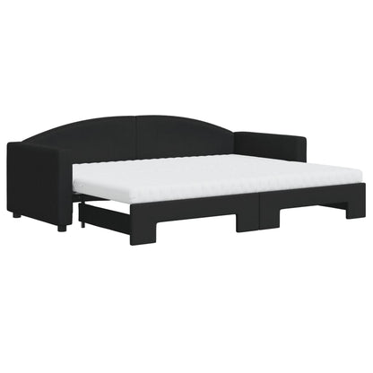 Slaapbank Sen Stof 80 x 200 cm Zwart met onderschuifbed en matras