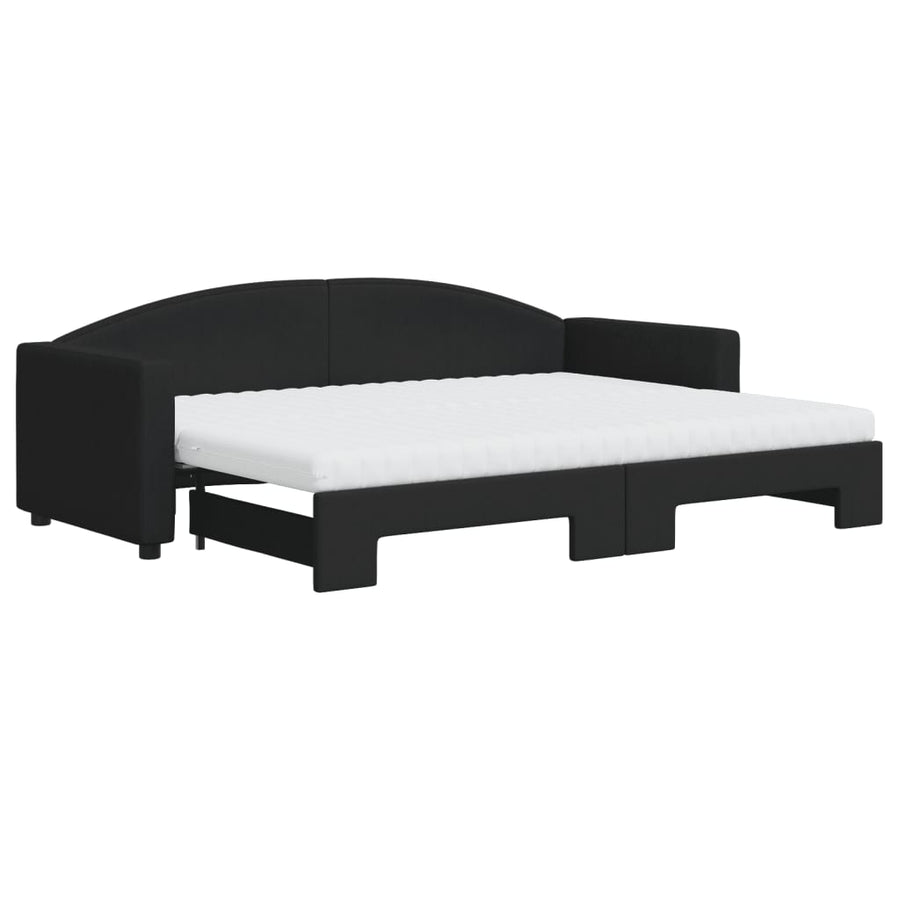 Slaapbank Sen Stof 80 x 200 cm Zwart met onderschuifbed en matras