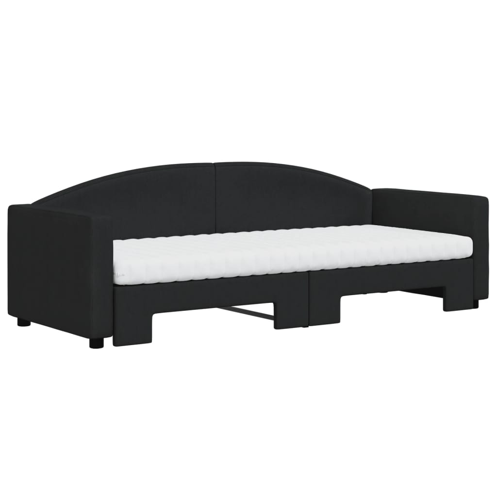 Slaapbank Sen Stof 80 x 200 cm Zwart met onderschuifbed en matras