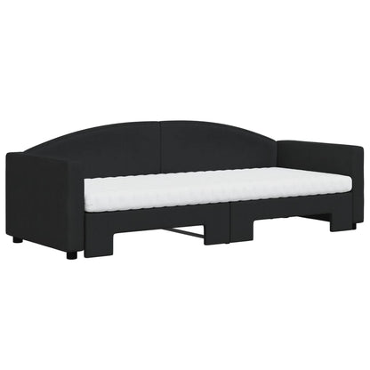 Slaapbank Sen Stof 80 x 200 cm Zwart met onderschuifbed en matras