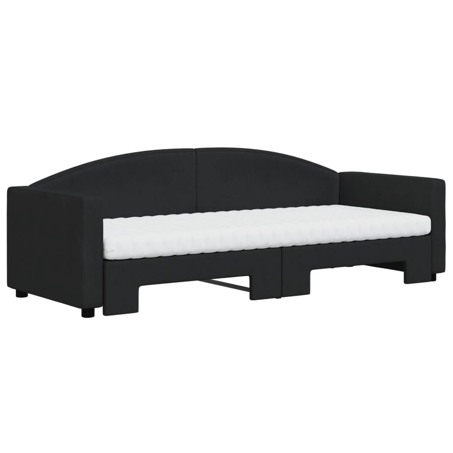 Slaapbank Sen Stof 80 x 200 cm Zwart met onderschuifbed en matras