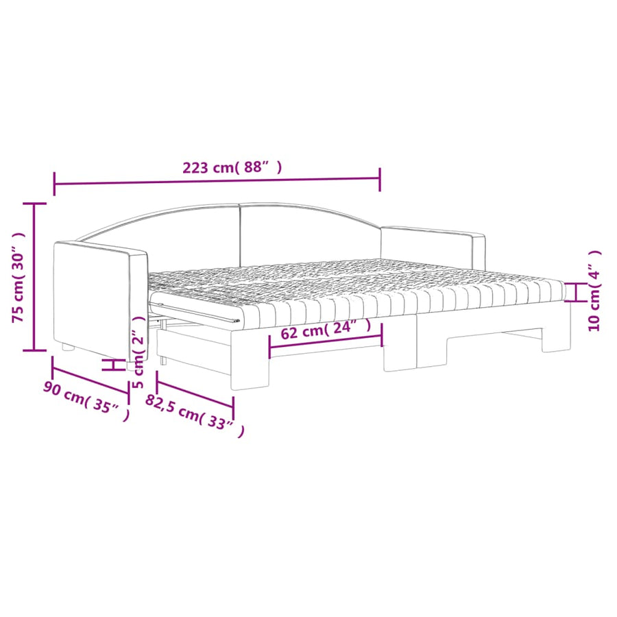 Slaapbank Sen Stof 80 x 200 cm Zwart met onderschuifbed en matras