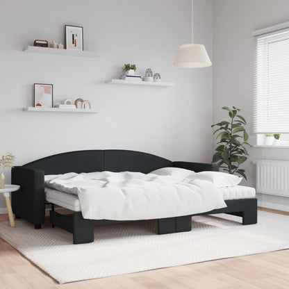 Slaapbank Sen Stof 80 x 200 cm Zwart met onderschuifbed en matras