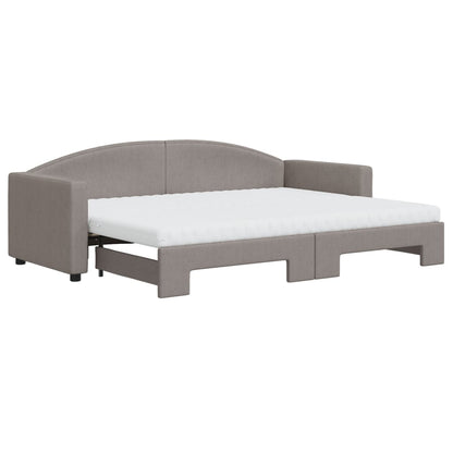 Slaapbank Sen Stof 80 x 200 cm Taupe met onderschuifbed en matras
