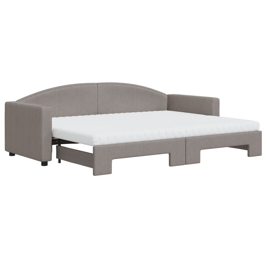 Slaapbank Sen Stof 80 x 200 cm Taupe met onderschuifbed en matras