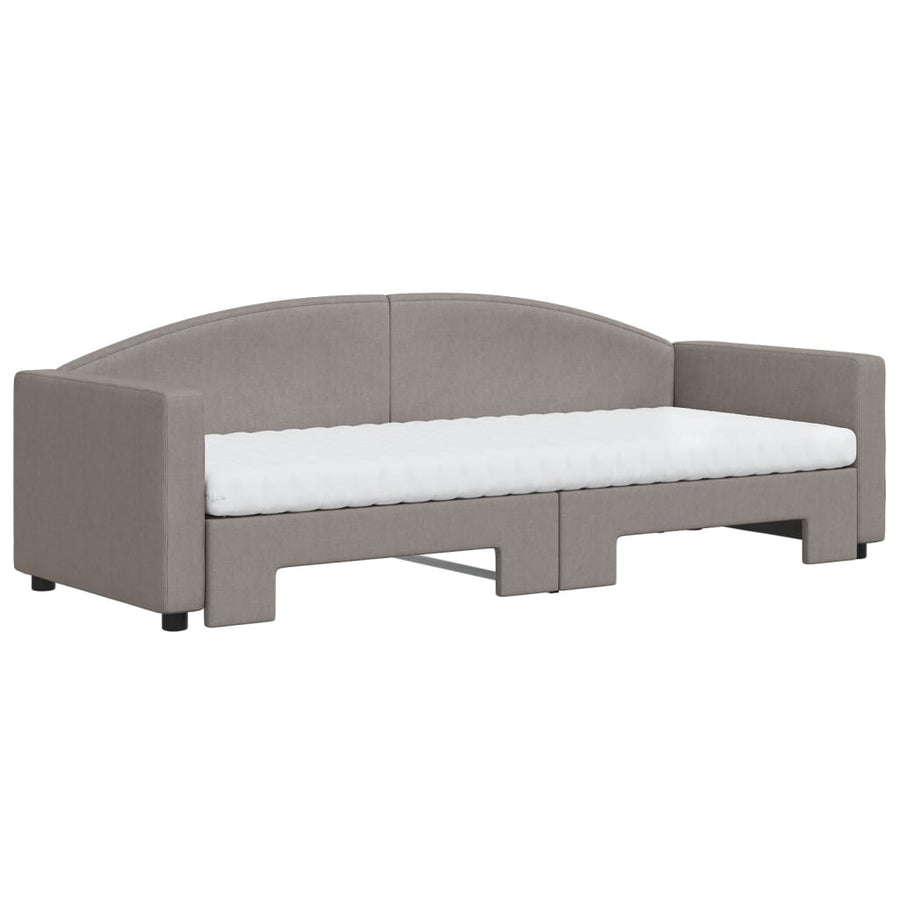 Slaapbank Sen Stof 80 x 200 cm Taupe met onderschuifbed en matras