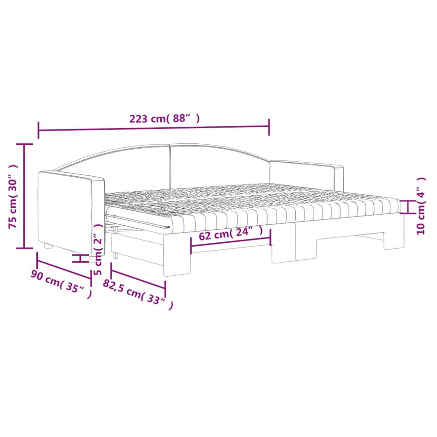 Slaapbank Sen Stof 80 x 200 cm Taupe met onderschuifbed en matras