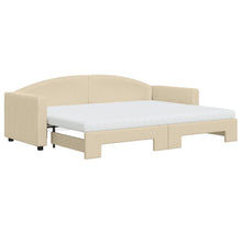 Slaapbank Sen Stof 80 x 200 cm Crème met onderschuifbed en matras