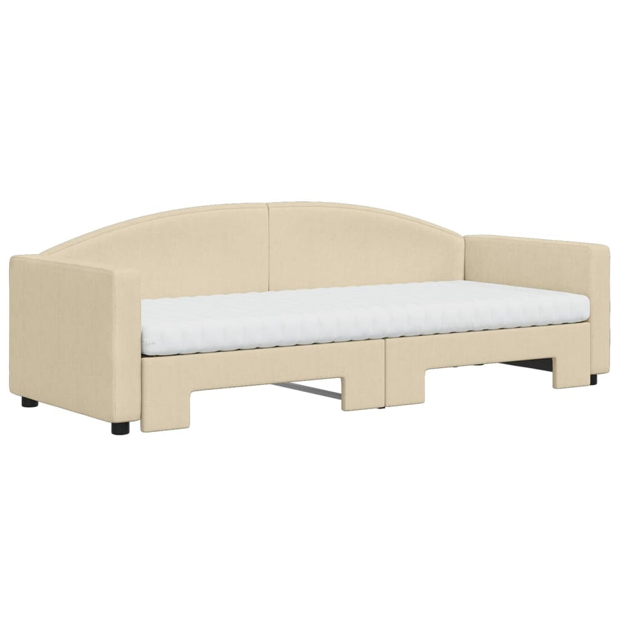 Slaapbank Sen Stof 80 x 200 cm Crème met onderschuifbed en matras