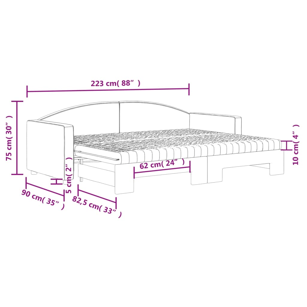 Slaapbank Sen Stof 80 x 200 cm Crème met onderschuifbed en matras