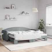 Slaapbank onderschuifbed 90x200 cm lichtgrijs stof