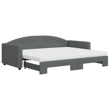 Slaapbank Onderschuifbed Matrassen Stof 90 x 200 cm Donkergrijs met onderschuifbed en matras