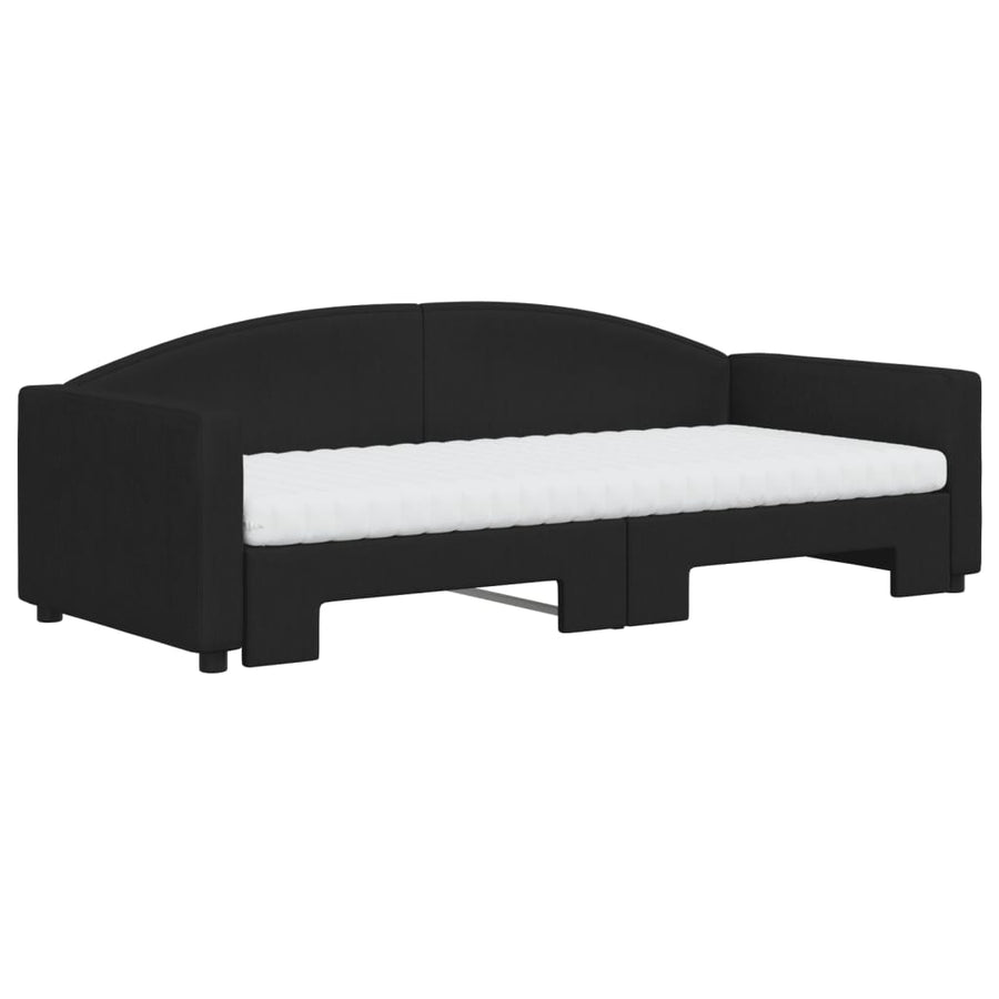 Slaapbank Sen Stof 90 x 200 cm Zwart met onderschuifbed en matras