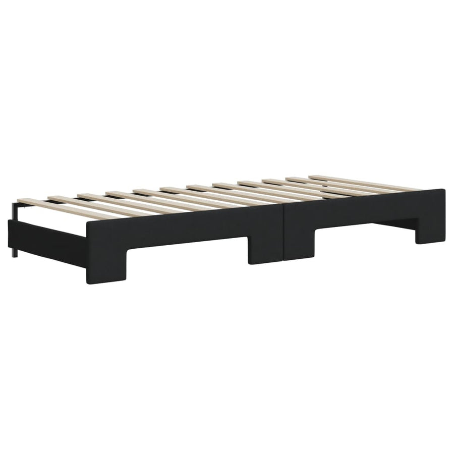 Slaapbank Sen Stof 90 x 200 cm Zwart met onderschuifbed en matras