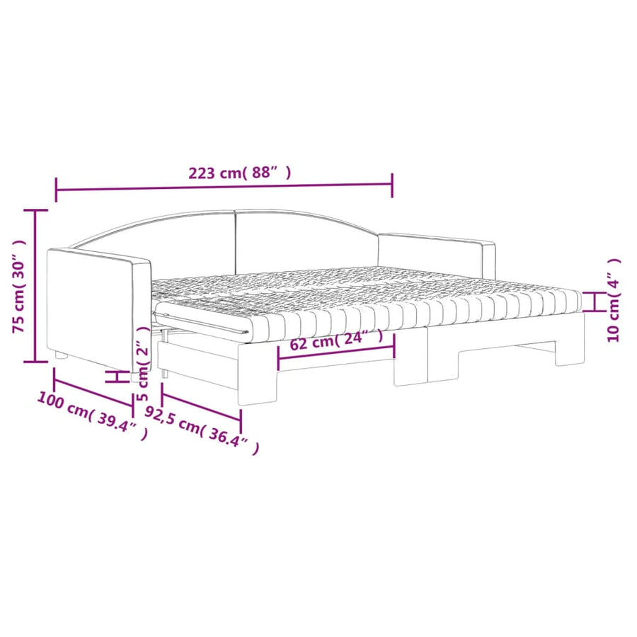 Slaapbank Met Onderschuifbed En Matrassen 90X200 Cm Stof Taupe Taupe 90 x 200 cm