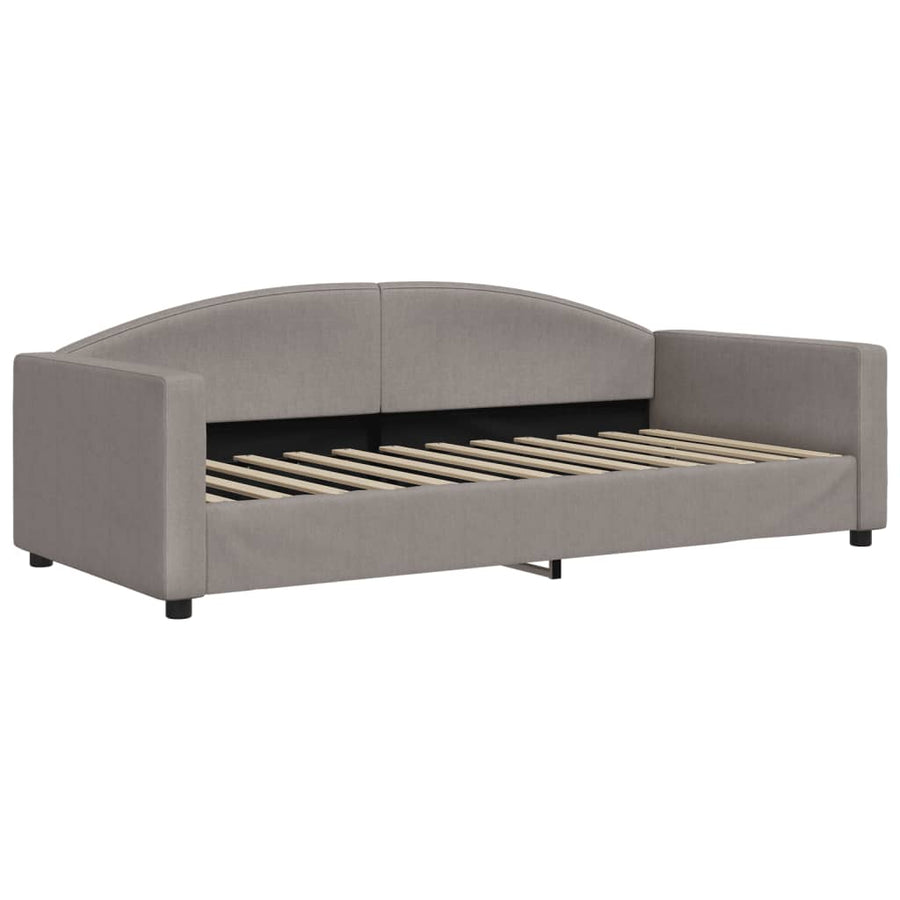 Slaapbank Met Onderschuifbed En Matrassen 90X200 Cm Stof Taupe Taupe 90 x 200 cm