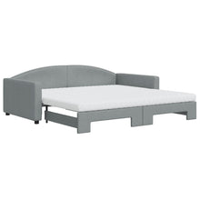 Slaapbank Onderschuifbed Matrassen Stof 100 x 200 cm Lichtgrijs met onderschuifbed en matras
