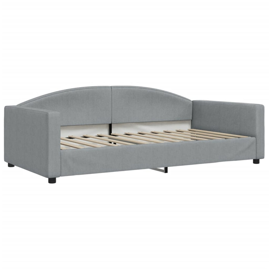 Slaapbank Onderschuifbed Matrassen Stof 100 x 200 cm Lichtgrijs met onderschuifbed en matras