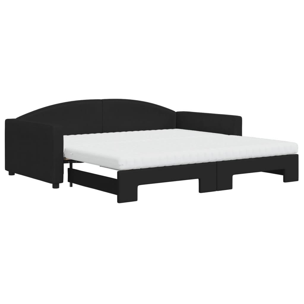 Slaapbank Sen Stof Zwart 100 x 200 cm met onderschuifbed en matras