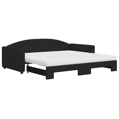 Slaapbank Sen Stof Zwart 100 x 200 cm met onderschuifbed en matras