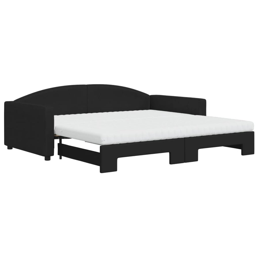 Slaapbank Sen Stof Zwart 100 x 200 cm met onderschuifbed en matras