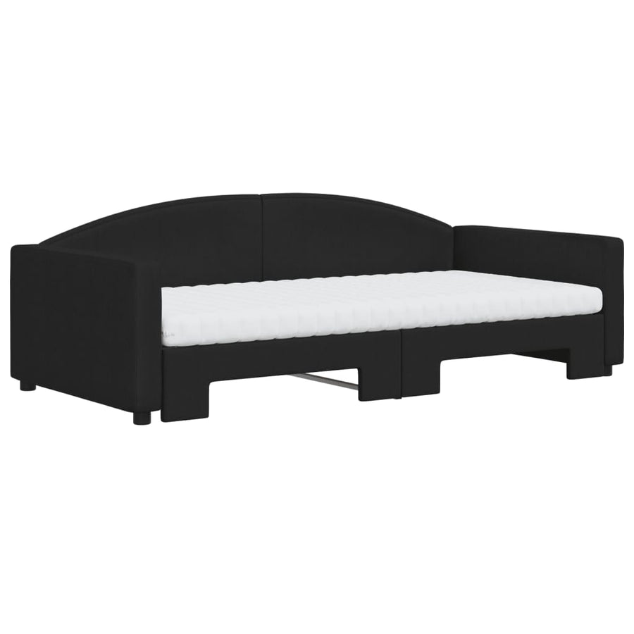 Slaapbank Sen Stof Zwart 100 x 200 cm met onderschuifbed en matras