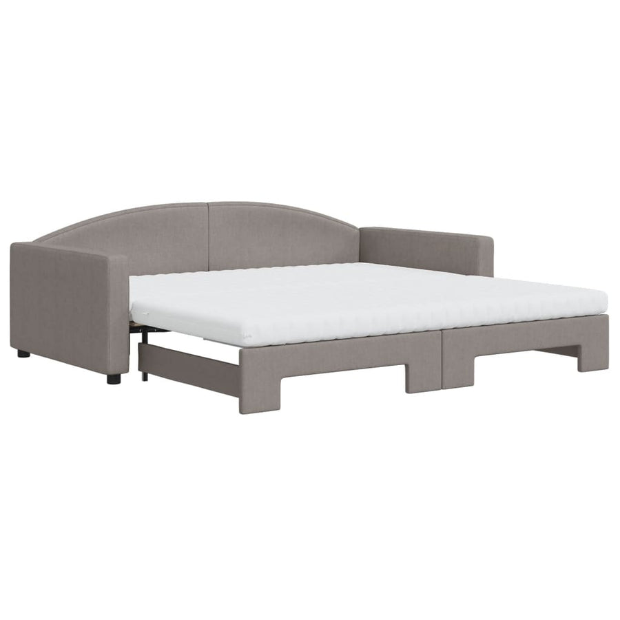 Slaapbank Sen Stof 100 x 200 cm Taupe met onderschuifbed en matras