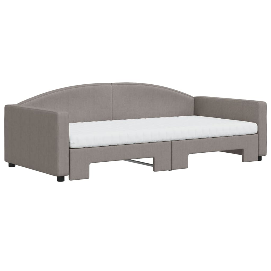 Slaapbank Sen Stof 100 x 200 cm Taupe met onderschuifbed en matras