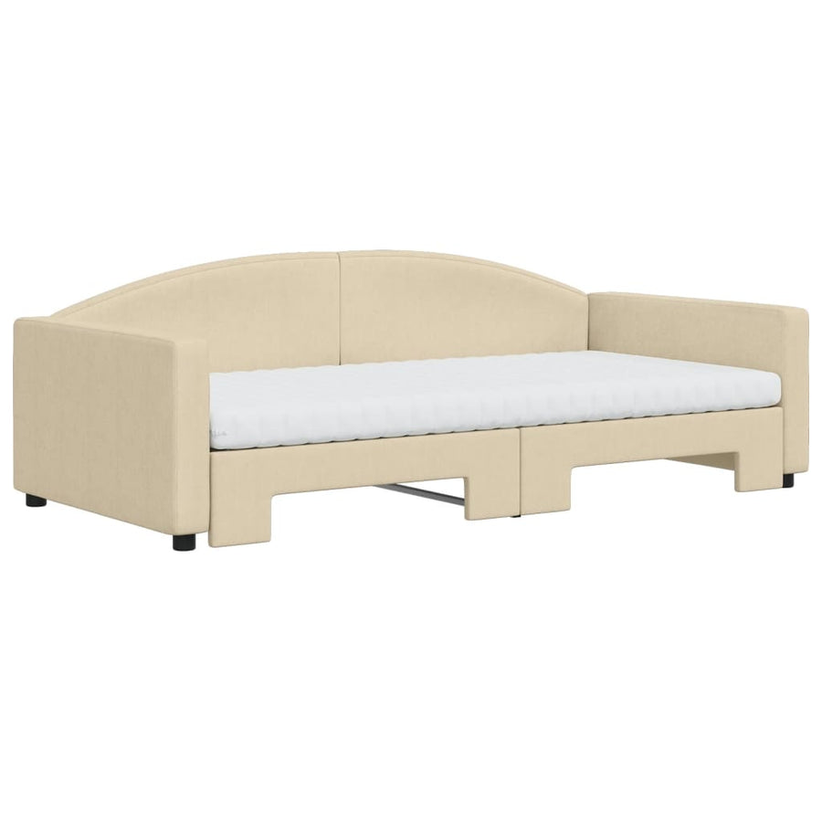 Slaapbank Sen Stof 100 x 200 cm Crème met onderschuifbed en matras