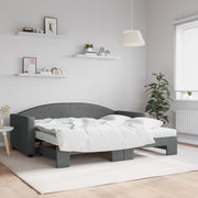 Slaapbank onderschuifbed 90x190 cm stof donkergrijs