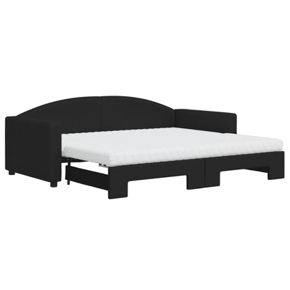 Slaapbank Sen Stof 90 x 190 cm Zwart met onderschuifbed en matras