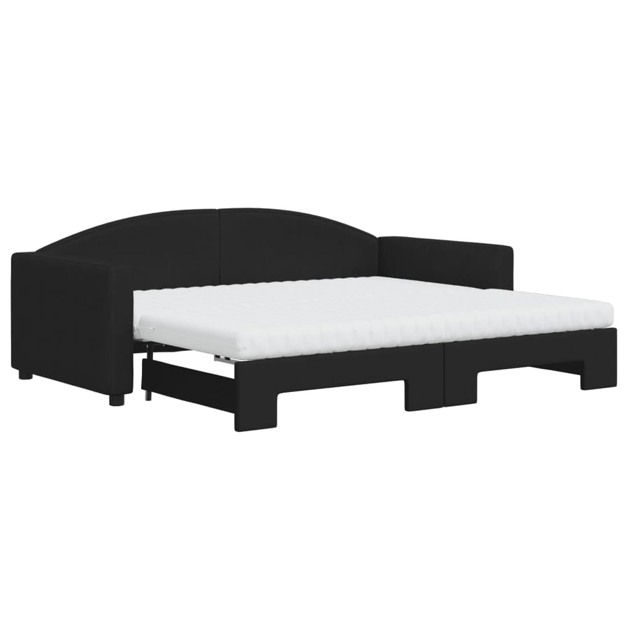 Slaapbank Sen Stof 90 x 190 cm Zwart met onderschuifbed en matras