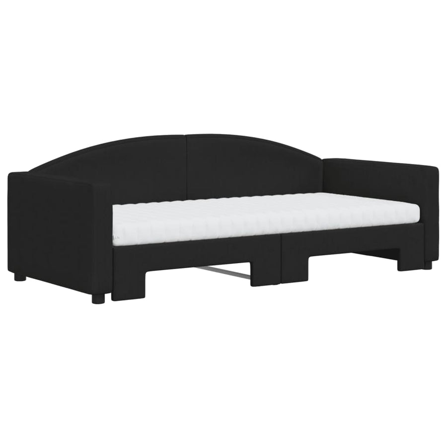 Slaapbank Sen Stof 90 x 190 cm Zwart met onderschuifbed en matras