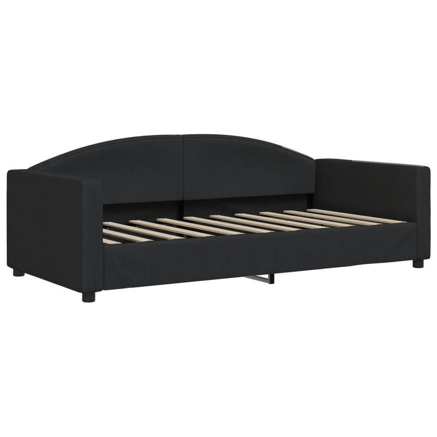 Slaapbank Sen Stof 90 x 190 cm Zwart met onderschuifbed en matras