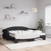 Slaapbank met onderschuifbed 90x190 cm zwart