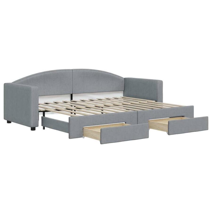 Slaapbank S Stof 80 x 200 cm Lichtgrijs met onderschuifbed en lade