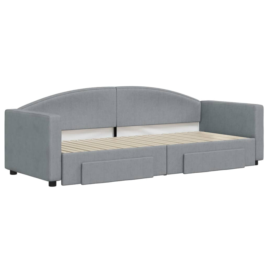 Slaapbank S Stof 80 x 200 cm Lichtgrijs met onderschuifbed en lade