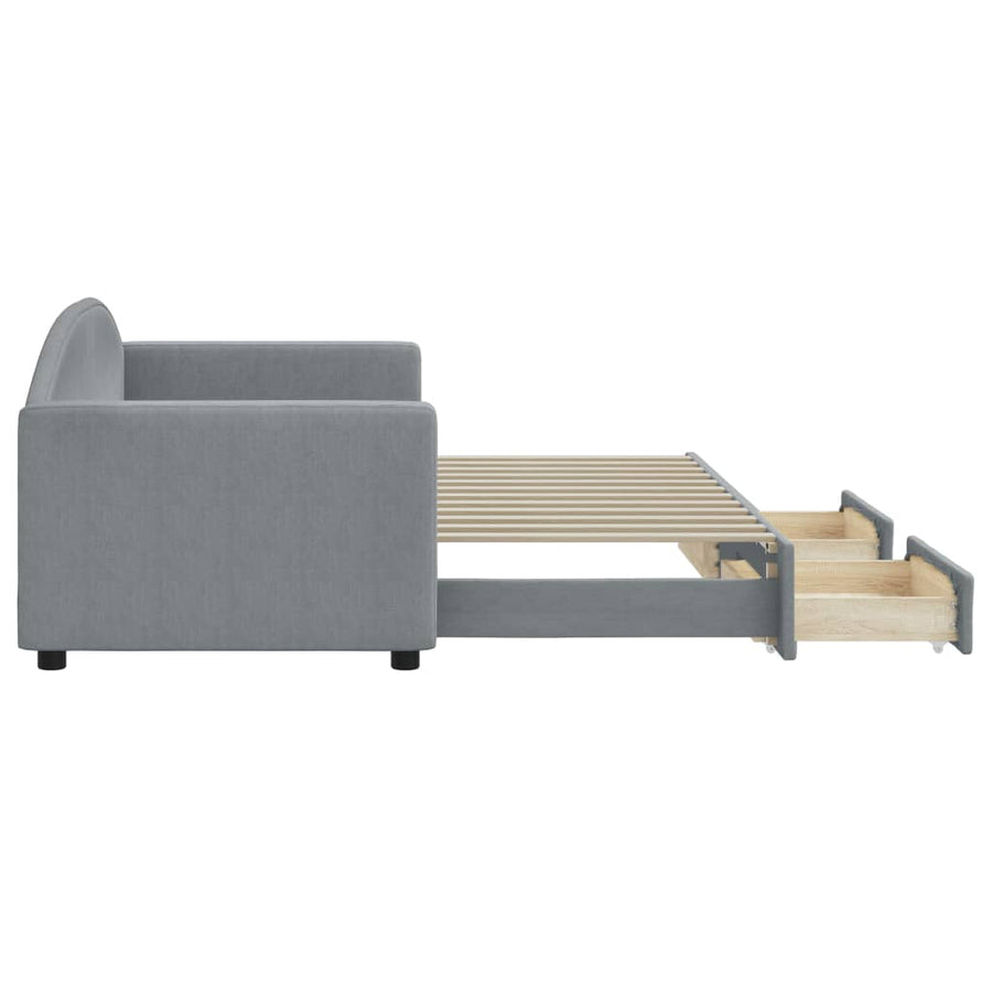 Slaapbank S Stof 80 x 200 cm Lichtgrijs met onderschuifbed en lade