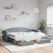 Slaapbank onderschuifbed lades 80x200 cm lichtgrijs