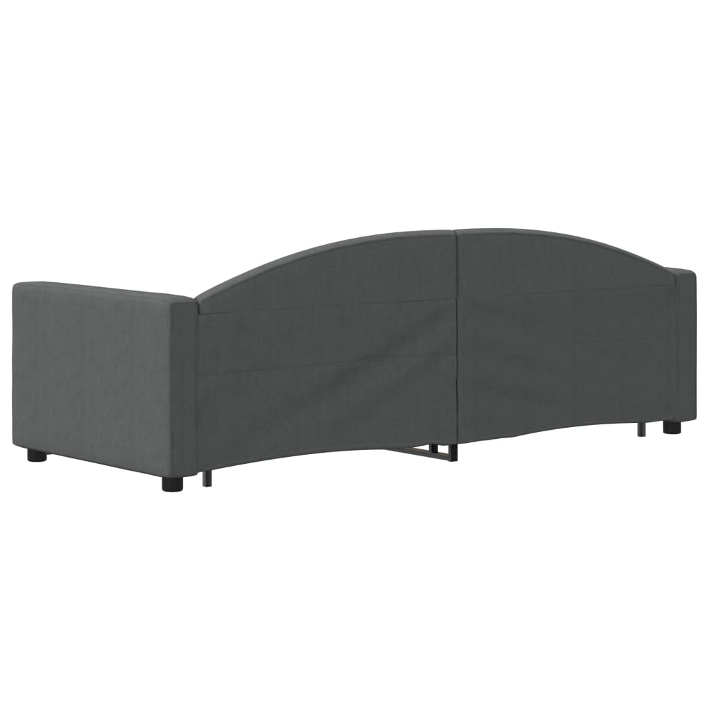 Slaapbank Onderschuifbed En Lades Stof 80 x 200 cm Donkergrijs met onderschuifbed en lade