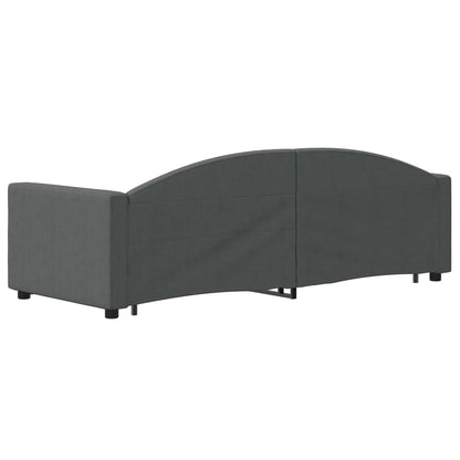 Slaapbank Onderschuifbed En Lades Stof 80 x 200 cm Donkergrijs met onderschuifbed en lade