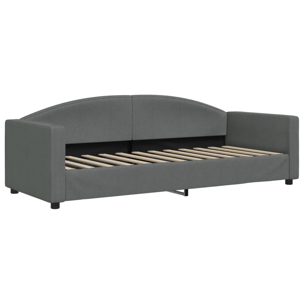 Slaapbank Onderschuifbed En Lades Stof 80 x 200 cm Donkergrijs met onderschuifbed en lade