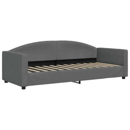 Slaapbank Onderschuifbed En Lades Stof 80 x 200 cm Donkergrijs met onderschuifbed en lade