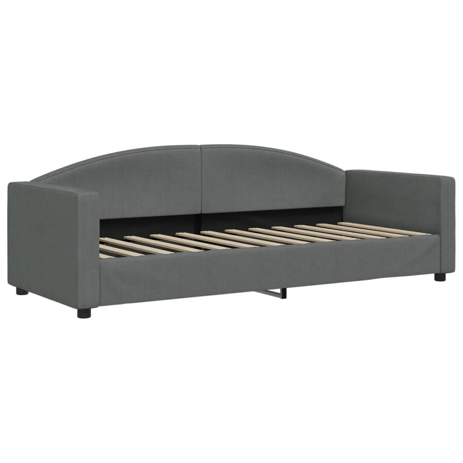 Slaapbank Onderschuifbed En Lades Stof 80 x 200 cm Donkergrijs met onderschuifbed en lade