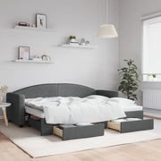 Slaapbank onderschuifbed 80x200 cm donkergrijs